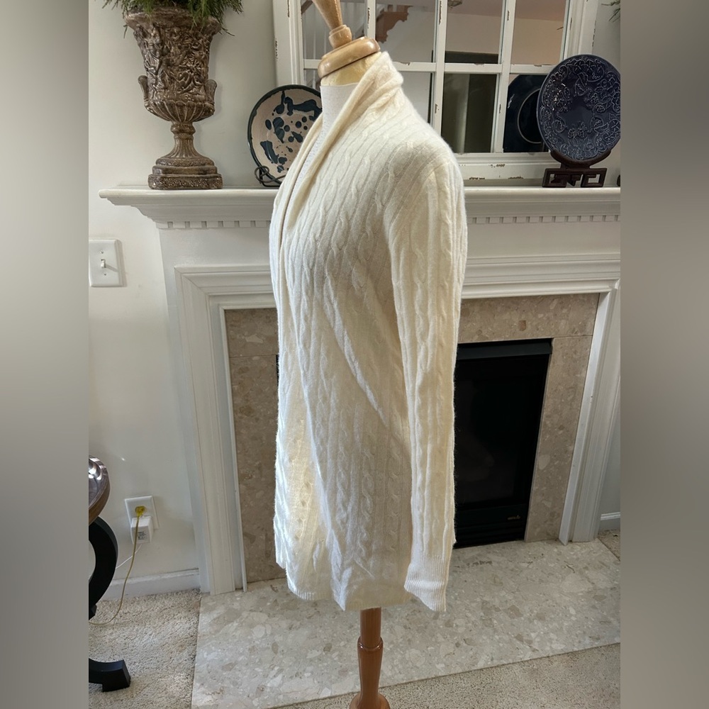 White + Warren Cashmere Textured Cream Cardigan - Picture 5 of 9